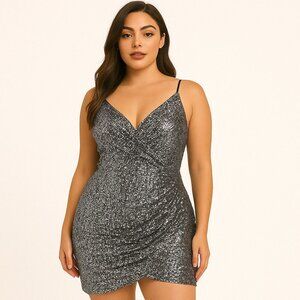 Black Sequin (NWT) Bodycon Cocktail Dress Spaghetti Straps Party Dress Size 9